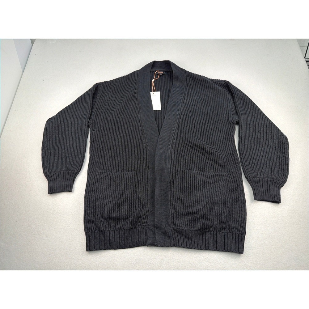 Quince Womens Black 100% Organic Cotton Oversized Shaker Cardigan Sweater S NEW